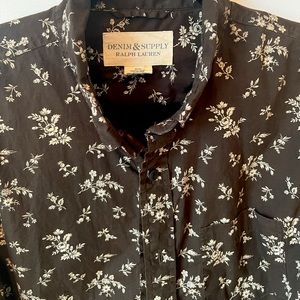 Ralph Lauren ‘Denim supply’ mens bouquet repeat button down shirt, Medium
